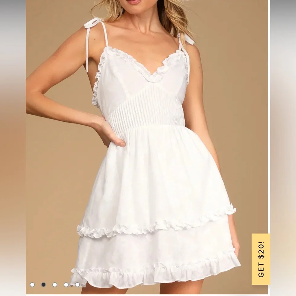 NWOT NBW Lulu’s White Tie-strap Mini Dress - Picture 2 of 4